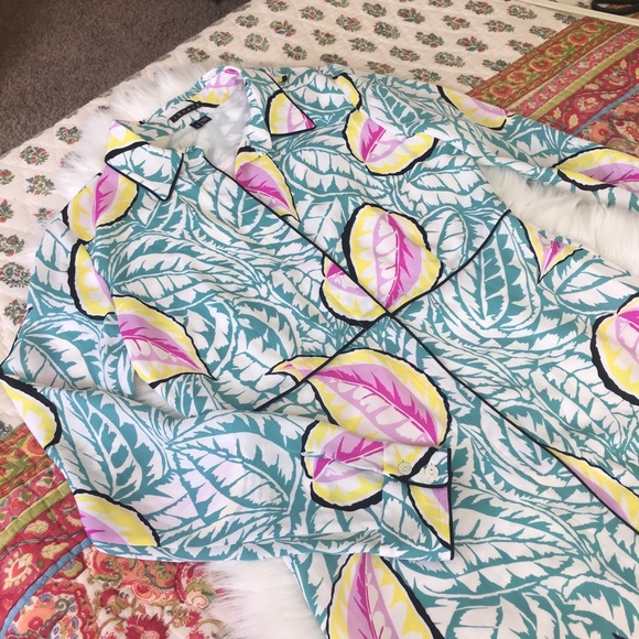 Theory long sleeve leafy pattern dress - Picture 1 of 8